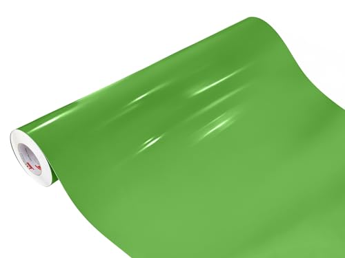 DecoMeister Klebefolie selbstklebende Möbelfolie Dekofolie selbstklebend Einfarbig Einheitliche Farbe Uni 100x50 cm Hellgrün Blass-Grün Hochglanz Glanz Glänzend von DecoMeister