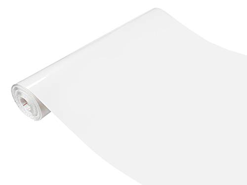 DecoMeister Klebefolie Dekorative Möbelfolie Selbstklebende Folie für Möbel Deko-Folie Einfarbige Selbstklebefolie Einheitliche Farbe Rolle 67,5x490 cm Weiß Glanz von DecoMeister
