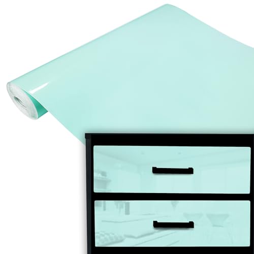 DecoMeister Klebefolie Möbel 45x240 cm | Selbstklebende Möbelfolie in glänzend und matt - PVC Folie für Möbel | Selbstklebende Folie für schnelle Umgestaltung und Renovierung | Minze Glanz von DecoMeister