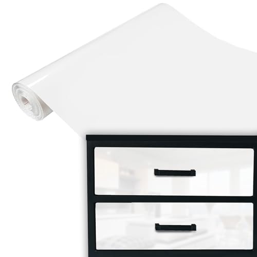 DecoMeister Klebefolie Möbel 45x990 cm | Selbstklebende Möbelfolie in glänzend und matt - PVC Folie für Möbel | Selbstklebende Folie für schnelle Umgestaltung und Renovierung | Weiß Glanz von DecoMeister