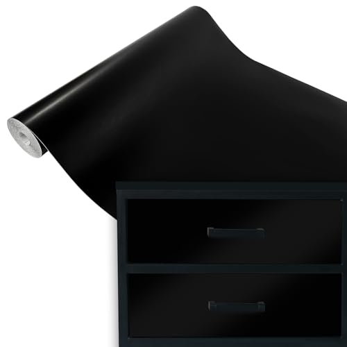 Klebefolie Möbel 90x100 cm | Selbstklebende Möbelfolie in modernen Unifarben | Klebefolie vielseitig einsetzbar für kreative Möbelgestaltung und Upcycling | Schwarz Matt von DecoMeister