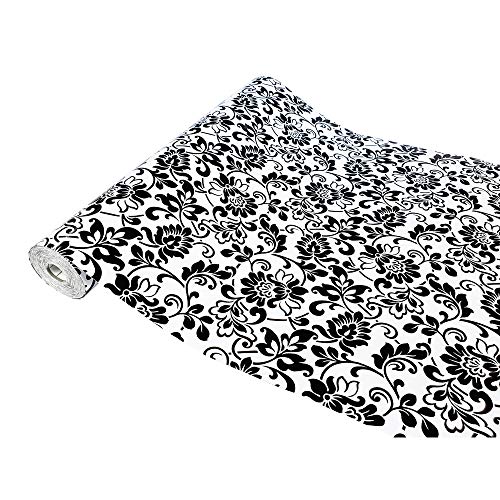 Klebefolie Möbel 45x740 cm | Möbelfolie selbstklebend im Deko-Stil - wasserfest und einfach anzubringen | Folie für Möbel ideal für Küche,Bad und kreative Raumgestaltung | Heritage Black White Schwarz von DecoMeister