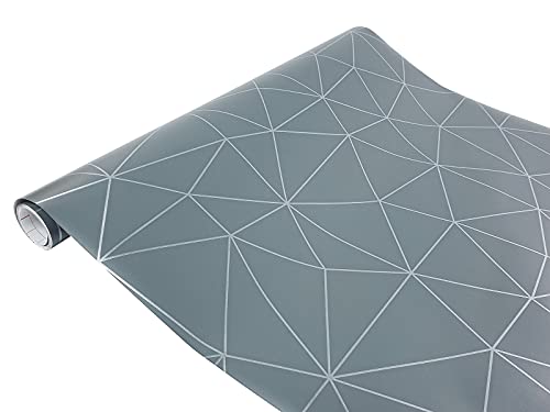 DecoMeister Klebefolie dekorative Möbelfolie Selbstklebende Folie für Möbel Deko-Folie Selbstklebefolie Dekoration mit Motiv Muster Fertigrolle 45cm x 200 cm Geometrische Muster Silber Grau von DecoMeister