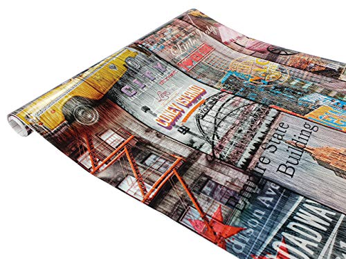 DecoMeister Klebefolie dekorative Möbelfolie Selbstklebende Folie für Möbel Deko-Folie Selbstklebefolie Dekoration mit Motiv Muster Fertigrolle 45cm x 200 cm New York Manhattan Coney Island von DecoMeister