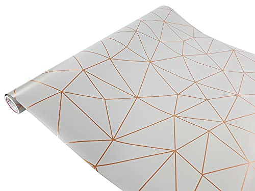Klebefolie Möbel 67,5x200 cm | Möbelfolie selbstklebend | PVC, wasserfest und zuschneidbar | Klebefolie für Möbel - einfache Renovierung und individuelles Design | Geometrische Muster Gold Hellgrau von DecoMeister