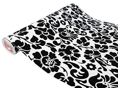 DecoMeister Klebefolie Möbel 45x200 cm | Möbelfolie selbstklebend | PVC, wasserfest und zuschneidbar | Klebefolie für Möbel - einfache Renovierung und individuelles Design | Barock Ornament Schwarz von DecoMeister