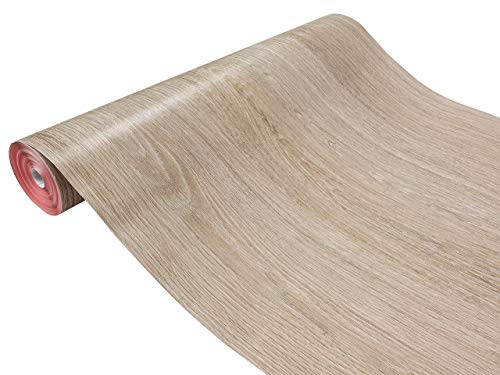 DecoMeister Klebefolie in Holz-Optik Holzfolien Deko-Folien Holzdekor Selbstklebefolie Möbelfolie Selbstklebend Fertigrolle Holz Folie für Möbel Eiche Santana Kalk 45x740 cm von DecoMeister