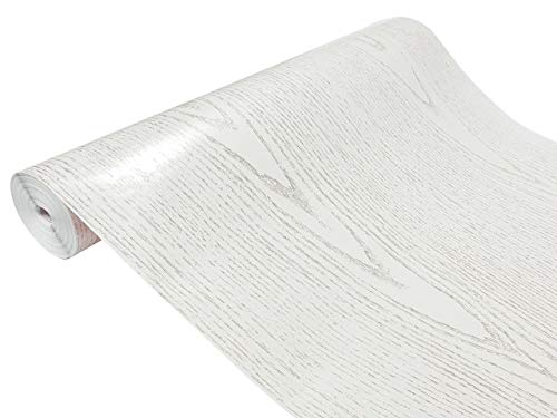 DecoMeister Klebefolie in Holz-Optik Holzfolien Deko-Folien Holzdekor Selbstklebefolie Möbelfolie Selbstklebend Fertigrolle Holz Folie für Möbel Perlmuttholz Weiß 45x740 cm von DecoMeister