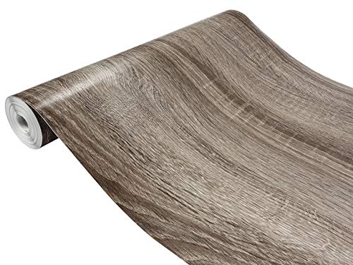 DecoMeister Klebefolie in Holz-Optik Holzfolien Deko-Folien Holzdekor Selbstklebefolie Möbelfolie Selbstklebend Fertigrolle Holz Folie für Möbel Sonoma Eiche Trüffel 45x990 cm von DecoMeister