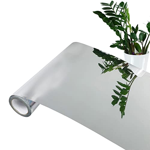 Klebefolie Möbel 45x200 cm | Möbelfolie selbstklebend in Spiegel-Optik aus glatter PVC-Folie | Klebefolie ideal für Möbel-Dekor und Raumvergrößerung | Folie für Möbel | Spiegeleffektfolie Silber von DecoMeister