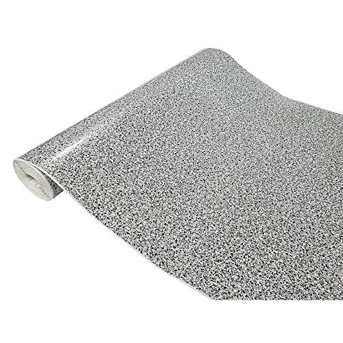 Klebefolie Möbel 45x240 cm | Selbstklebende Möbelfolie in Stein-, Marmor- und Betonoptik | Folie für Möbel wasserfest und leicht anzubringen für Küche und Bad | Modena Grau/Silber von DecoMeister