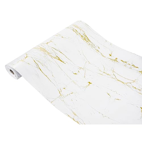 DecoMeister Klebefolie Möbel 67,5x200 cm | Selbstklebende Möbelfolie in Stein-, Marmor- und Betonoptik | Folie für Möbel wasserfest und leicht anzubringen für Küche und Bad | Marmor Gold/Weiß von DecoMeister