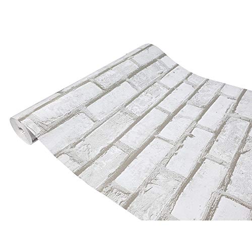 DecoMeister Klebefolie Möbel 45x100 cm | Selbstklebende Möbelfolie mit Stein-Design und wasserfester Oberfläche | Klebefolie für Möbel - einfache Anwendung und stilvolle Umgestaltung | Weiß Ziegel von DecoMeister