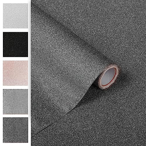 Klebefolie Möbel 67,5x200 cm | Selbstklebende Möbelfolie Glitter | Klebefolie für Möbel - einfache Anwendung und stilvolle Umgestaltung | Glitzer Anthrazit von DecoMeister