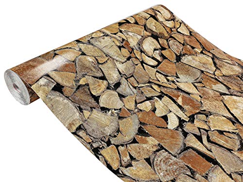 DecoMeister Klebefolie in Holz-Optik Holzfolien Deko-Folien Holzdekor Selbstklebefolie Möbelfolie Selbstklebend Fertigrolle Holz Folie für Möbel Feuerholz 45x1500 cm von DecoMeister