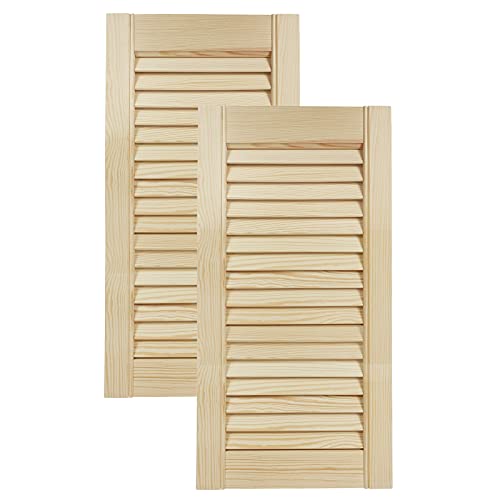 DecoMeister Lamellentüren aus Holz Massivholz Lamellentür Holztür Schranktür mit offenen Lamellen für Kleiderschrank Möbelfronten 294x606 mm 2-er Pack von DecoMeister