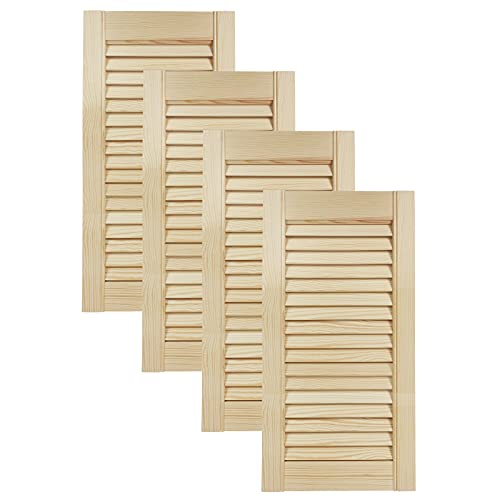 DecoMeister Lamellentüren aus Holz Massivholz Lamellentür Holztür Schranktür mit offenen Lamellen für Kleiderschrank Möbelfronten 294x606 mm 4-er Pack von DecoMeister