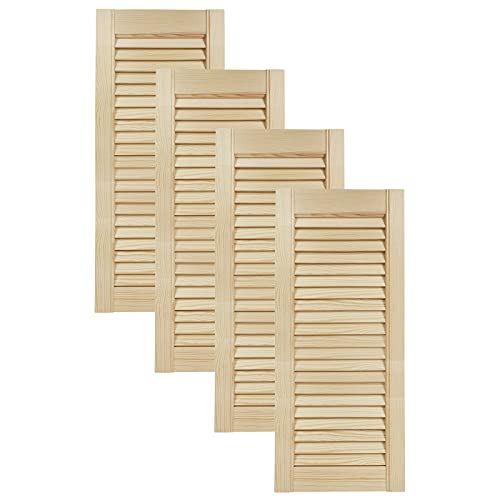 DecoMeister Lamellentüren aus Holz Massivholz Lamellentür Holztür Schranktür mit offenen Lamellen für Kleiderschrank Möbelfronten 294x720 mm 4-er Pack von DecoMeister