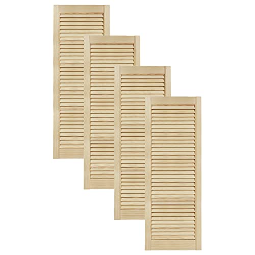 DecoMeister Lamellentüren aus Holz Massivholz Lamellentür Holztür Schranktür mit offenen Lamellen für Kleiderschrank Möbelfronten 394x1100 mm 4-er Pack von DecoMeister