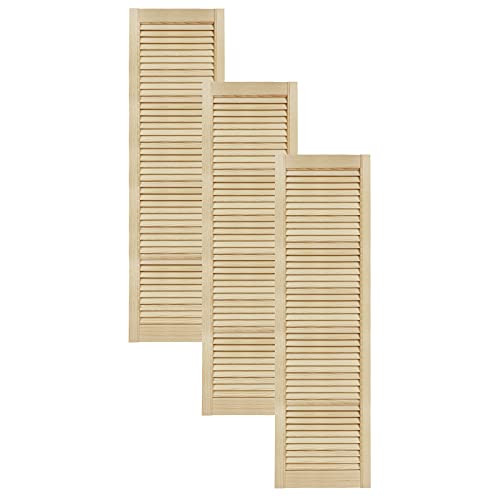 DecoMeister Lamellentüren aus Holz Massivholz Lamellentür Holztür Schranktür mit offenen Lamellen für Kleiderschrank Möbelfronten 394x1406 mm 3-er Pack von DecoMeister