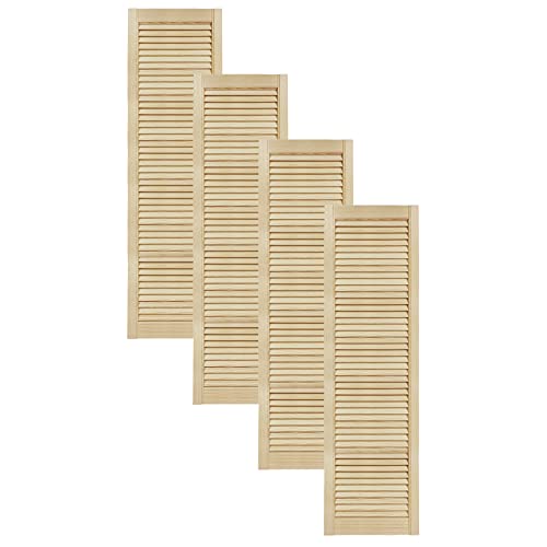 DecoMeister Lamellentüren aus Holz Massivholz Lamellentür Holztür Schranktür mit offenen Lamellen für Kleiderschrank Möbelfronten 394x1406 mm 4-er Pack von DecoMeister