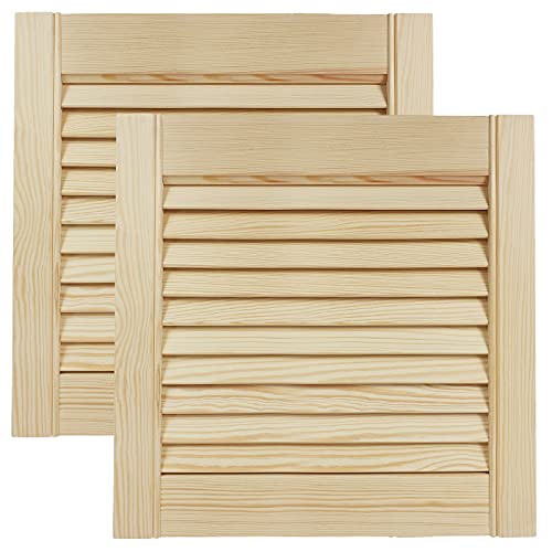 DecoMeister Lamellentüren aus Holz Massivholz Lamellentür Holztür Schranktür mit offenen Lamellen für Kleiderschrank Möbelfronten 394x395 mm 2-er Pack von DecoMeister