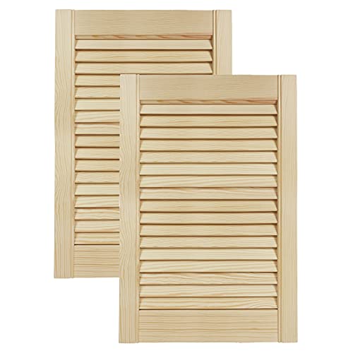 DecoMeister Lamellentüren aus Holz Massivholz Lamellentür Holztür Schranktür mit offenen Lamellen für Kleiderschrank Möbelfronten 394x606 mm 2-er Pack von DecoMeister