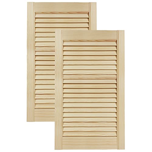 DecoMeister Lamellentüren aus Holz Massivholz Lamellentür Holztür Schranktür mit offenen Lamellen für Kleiderschrank Möbelfronten 394x690 mm 2-er Pack von DecoMeister