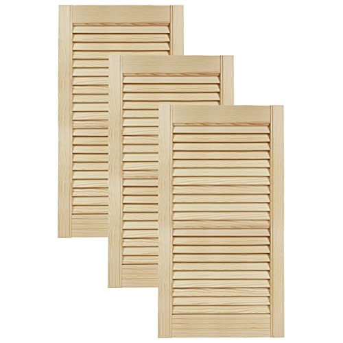 DecoMeister Lamellentüren aus Holz Massivholz Lamellentür Holztür Schranktür mit offenen Lamellen für Kleiderschrank Möbelfronten 394x720 mm 3-er Pack von DecoMeister