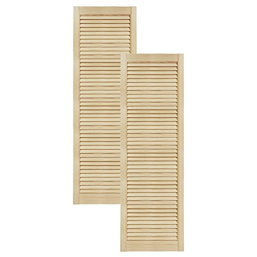 DecoMeister Lamellentüren aus Holz Massivholz Lamellentür Holztür Schranktür mit offenen Lamellen für Kleiderschrank Möbelfronten 444x1406 mm 2-er Pack von DecoMeister