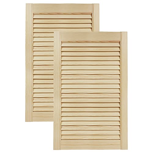 DecoMeister Lamellentüren aus Holz Massivholz Lamellentür Holztür Schranktür mit offenen Lamellen für Kleiderschrank Möbelfronten 444x720 mm 2-er Pack von DecoMeister