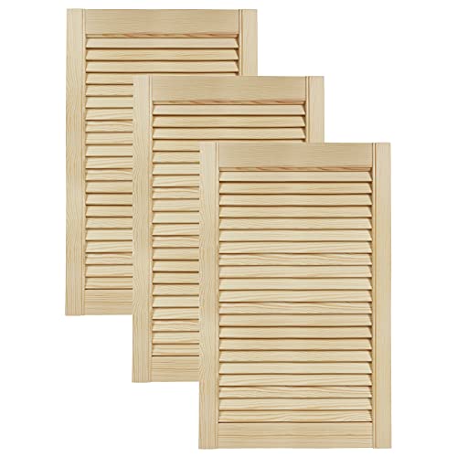 DecoMeister Lamellentüren aus Holz Massivholz Lamellentür Holztür Schranktür mit offenen Lamellen für Kleiderschrank Möbelfronten 444x720 mm 3-er Pack von DecoMeister