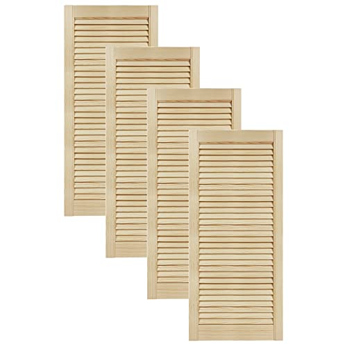 DecoMeister Lamellentüren aus Holz Massivholz Lamellentür Holztür Schranktür mit offenen Lamellen für Kleiderschrank Möbelfronten 444x993 mm 4-er Pack von DecoMeister