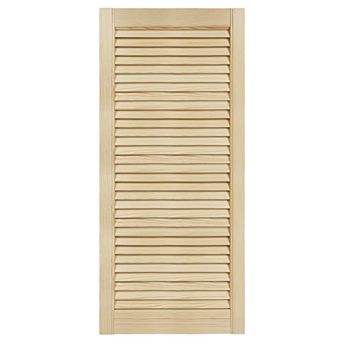 DecoMeister Lamellentüren aus Holz 444x993 mm Massivholz Lamellentür Holztür Schranktür mit offenen Lamellen für Kleiderschrank Möbelfronten Einzeln von DecoMeister
