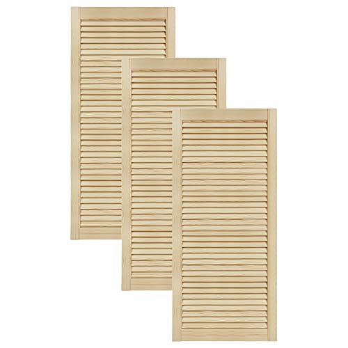 DecoMeister Lamellentüren aus Holz Massivholz Lamellentür Holztür Schranktür mit offenen Lamellen für Kleiderschrank Möbelfronten 494x1100 mm 3-er Pack von DecoMeister