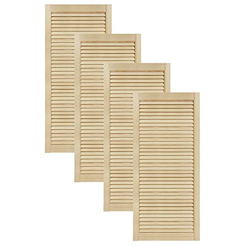 DecoMeister Lamellentüren aus Holz Massivholz Lamellentür Holztür Schranktür mit offenen Lamellen für Kleiderschrank Möbelfronten 494x1100 mm 4-er Pack von DecoMeister