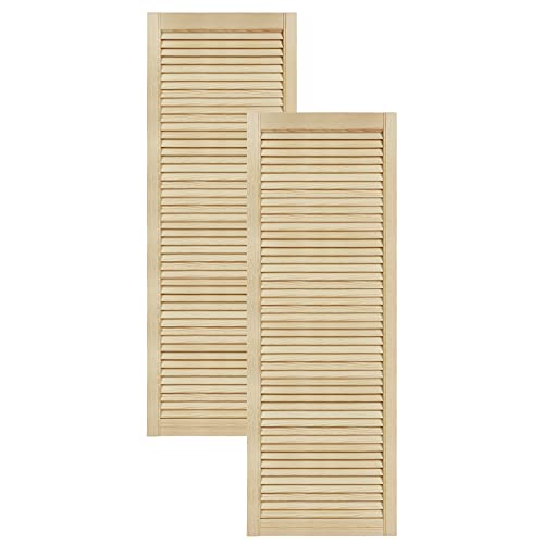 DecoMeister Lamellentüren aus Holz Massivholz Lamellentür Holztür Schranktür mit offenen Lamellen für Kleiderschrank Möbelfronten 494x1406 mm 2-er Pack von DecoMeister