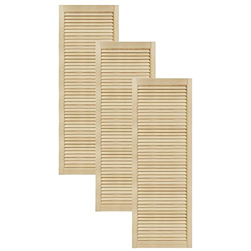 DecoMeister Lamellentüren aus Holz Massivholz Lamellentür Holztür Schranktür mit offenen Lamellen für Kleiderschrank Möbelfronten 494x1406 mm 3-er Pack von DecoMeister