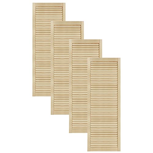 DecoMeister Lamellentüren aus Holz Massivholz Lamellentür Holztür Schranktür mit offenen Lamellen für Kleiderschrank Möbelfronten 494x1406 mm 4-er Pack von DecoMeister