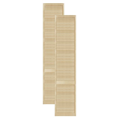 DecoMeister Lamellentüren aus Holz Massivholz Lamellentür Holztür Schranktür mit offenen Lamellen für Kleiderschrank Möbelfronten 494x2422 mm 2-er Pack von DecoMeister