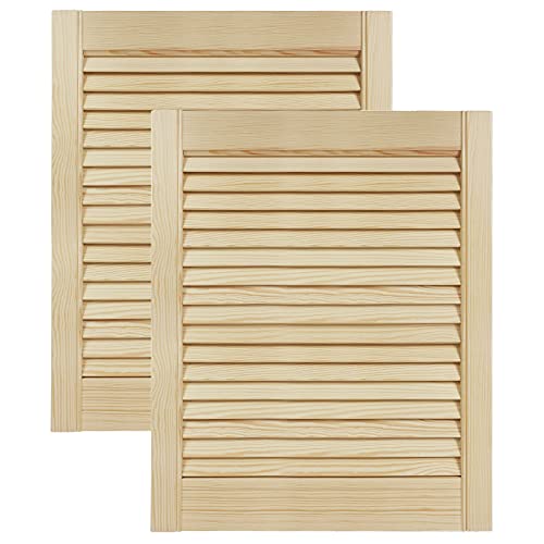 DecoMeister Lamellentüren aus Holz Massivholz Lamellentür Holztür Schranktür mit offenen Lamellen für Kleiderschrank Möbelfronten 494x606 mm 2-er Pack von DecoMeister