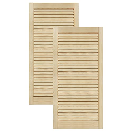 DecoMeister Lamellentüren aus Holz Massivholz Lamellentür Holztür Schranktür mit offenen Lamellen für Kleiderschrank Möbelfronten 494x993 mm 2-er Pack von DecoMeister