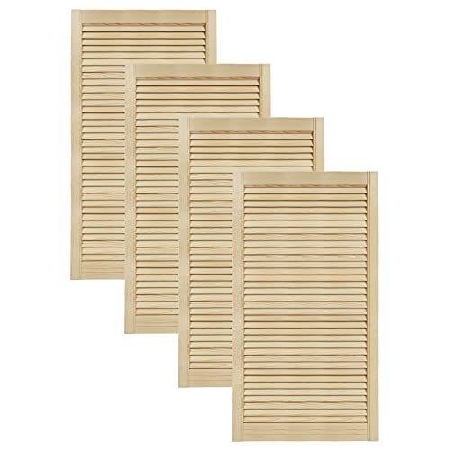 DecoMeister Lamellentüren aus Holz Massivholz Lamellentür Holztür Schranktür mit offenen Lamellen für Kleiderschrank Möbelfronten 594x1100 mm 4-er Pack von DecoMeister