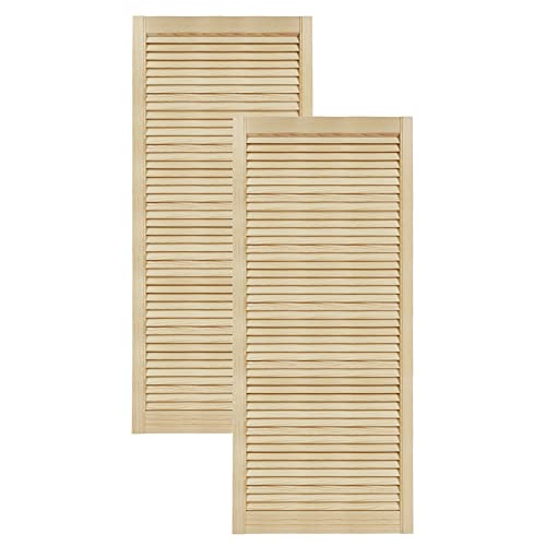 DecoMeister Lamellentüren aus Holz Massivholz Lamellentür Holztür Schranktür mit offenen Lamellen für Kleiderschrank Möbelfronten 594x1406 mm 2-er Pack von DecoMeister