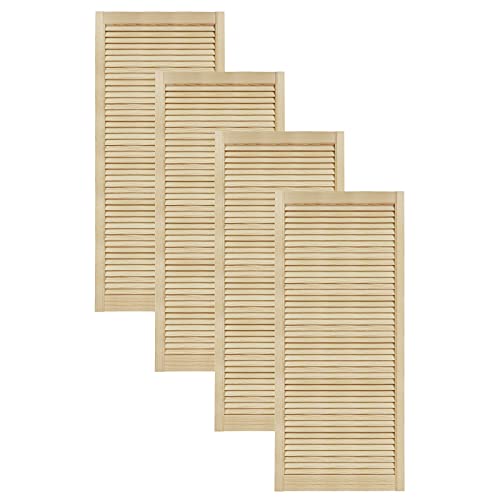 DecoMeister Lamellentüren aus Holz Massivholz Lamellentür Holztür Schranktür mit offenen Lamellen für Kleiderschrank Möbelfronten 594x1406 mm 4-er Pack von DecoMeister