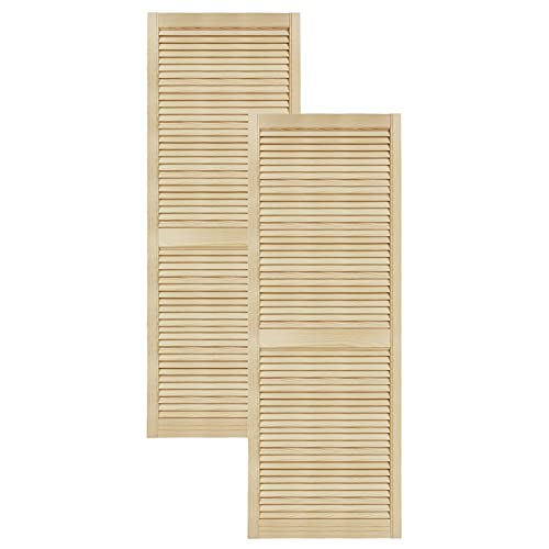 DecoMeister Lamellentüren aus Holz Massivholz Lamellentür Holztür Schranktür mit offenen Lamellen für Kleiderschrank Möbelfronten 594x1700 mm 2-er Pack von DecoMeister