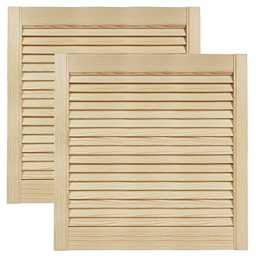 DecoMeister Lamellentüren aus Holz Massivholz Lamellentür Holztür Schranktür mit offenen Lamellen für Kleiderschrank Möbelfronten 594x606 mm 2-er Pack von DecoMeister