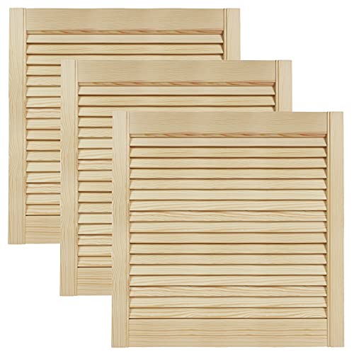 DecoMeister Lamellentüren aus Holz Massivholz Lamellentür Holztür Schranktür mit offenen Lamellen für Kleiderschrank Möbelfronten 594x606 mm 3-er Pack von DecoMeister