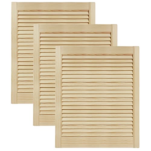 DecoMeister Lamellentüren aus Holz Massivholz Lamellentür Holztür Schranktür mit offenen Lamellen für Kleiderschrank Möbelfronten 594x720 mm 3-er Pack von DecoMeister