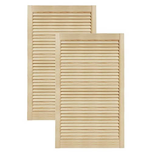 DecoMeister Lamellentüren aus Holz Massivholz Lamellentür Holztür Schranktür mit offenen Lamellen für Kleiderschrank Möbelfronten 594x993 mm 2-er Pack von DecoMeister